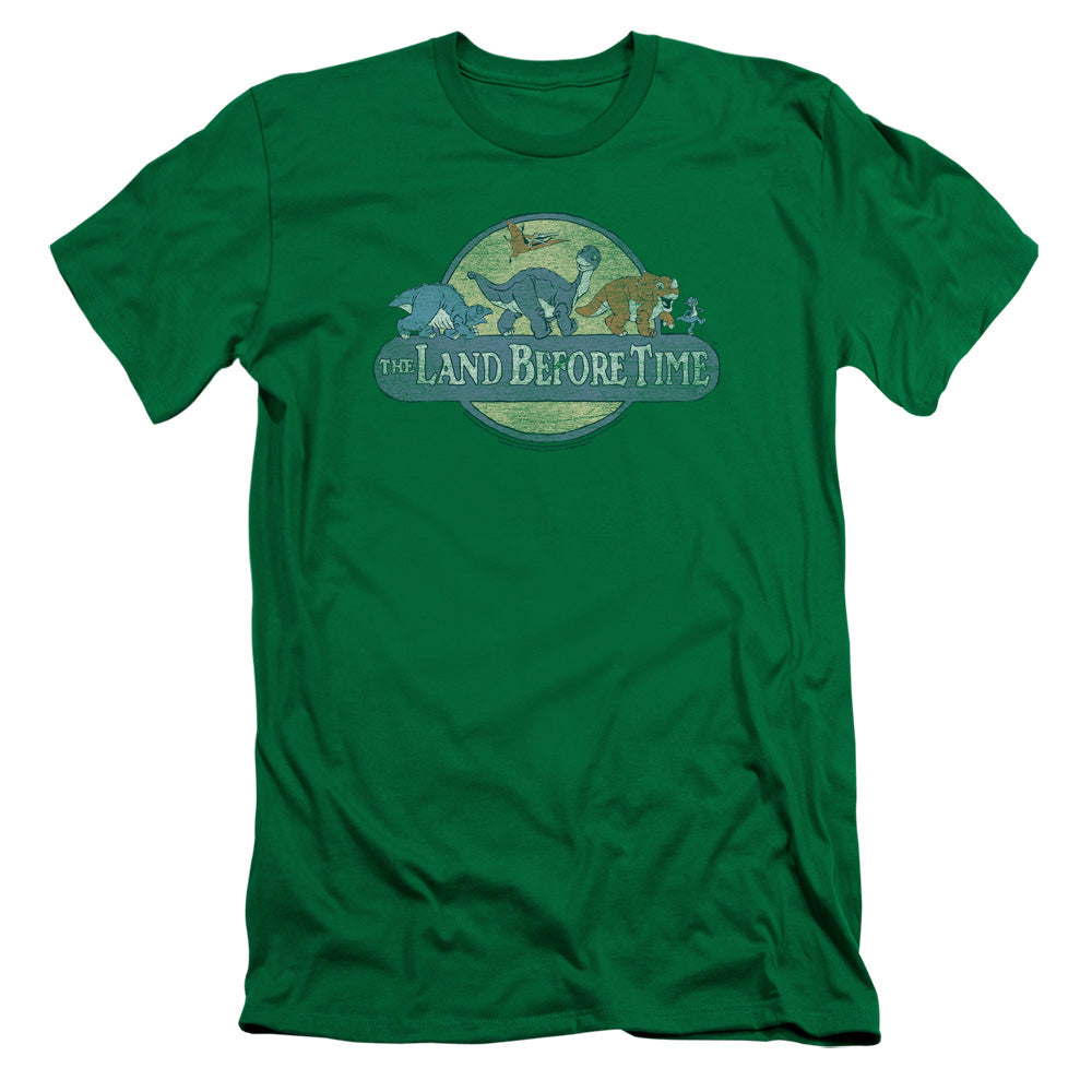 The Land Before Time Retro Logo Slim Fit Mens T Shirt Kelly Green