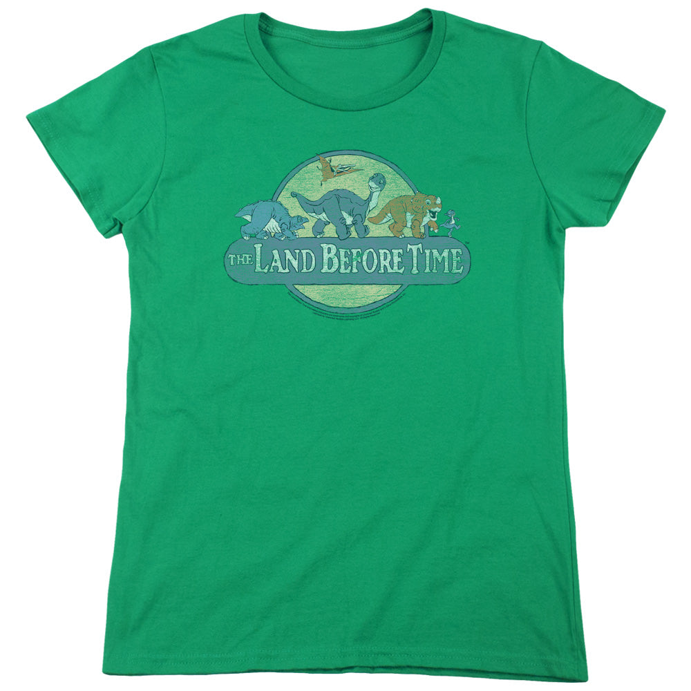 The Land Before Time Retro Logo Womens T Shirt Kelly Green