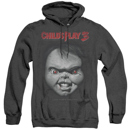 Childs Play 3 Face Poster Mens Heather Hoodie Black Black Officially Licensed