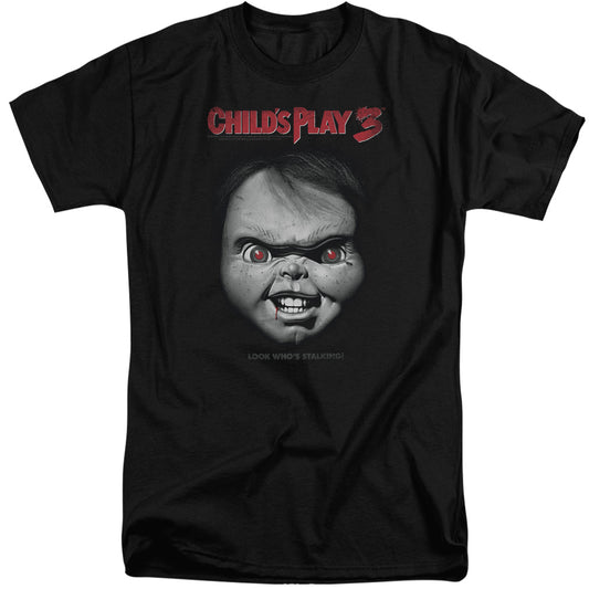 Childs Play 3 Face Poster Mens Tall T Shirt Black