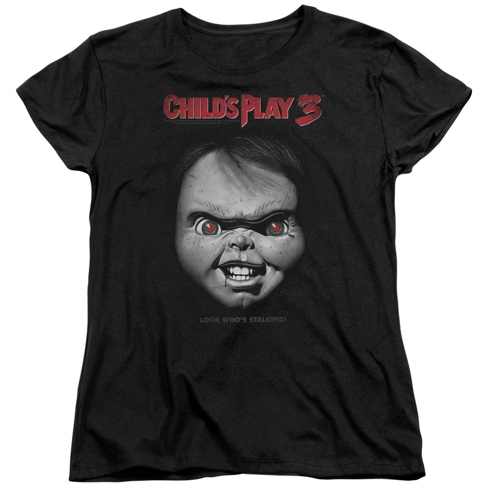 Childs Play 3 Face Poster Womens T Shirt Black