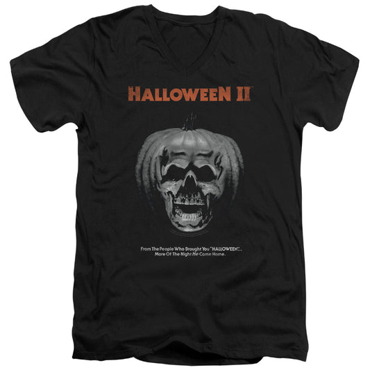 Halloween II Pumpkin Poster Mens Slim Fit V-Neck T Shirt Black