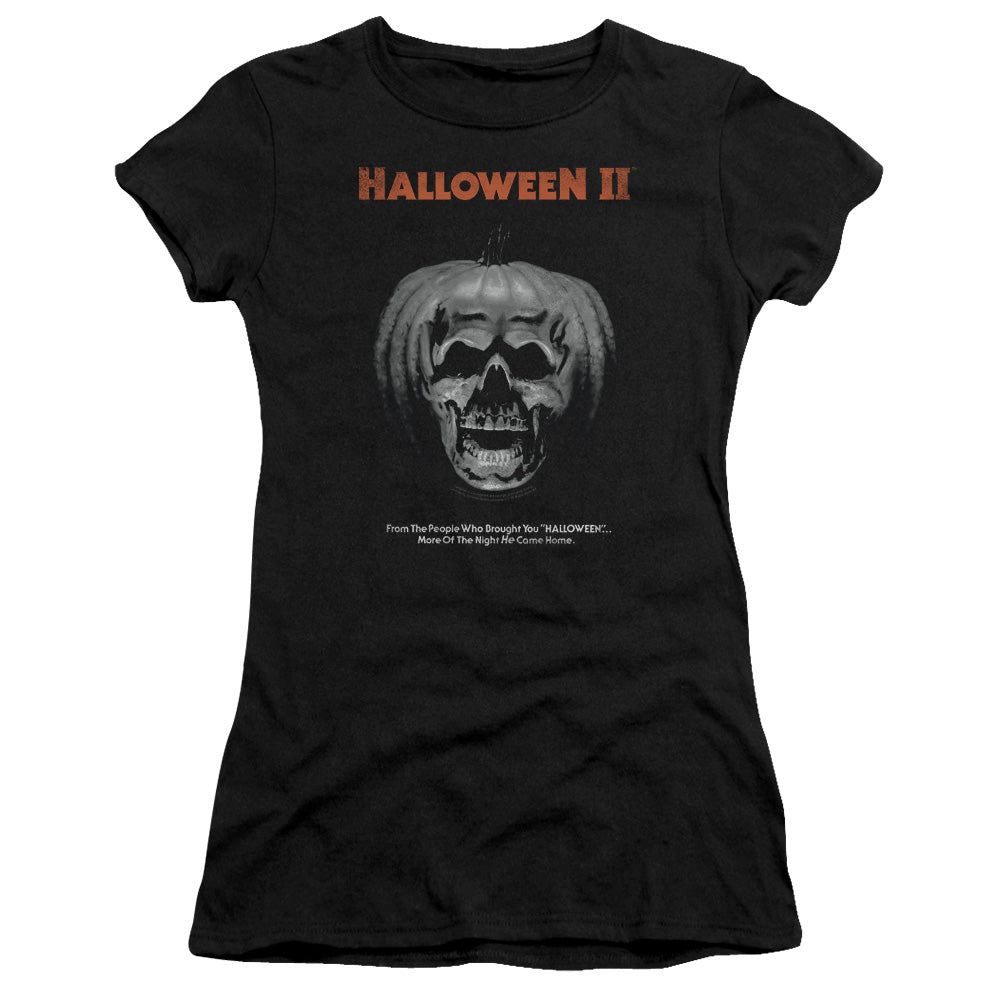 Halloween II Pumpkin Poster Junior Sheer Cap Sleeve Womens T Shirt Black