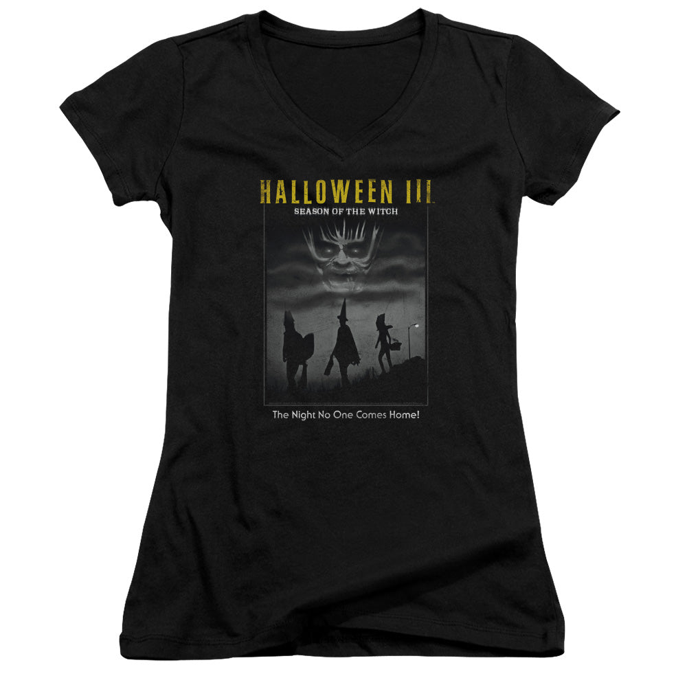 Halloween III Kids Poster Junior Sheer Cap Sleeve V-Neck Womens T Shirt Black