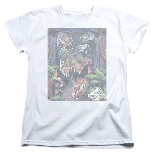 Jurassic Park Giant Door Womens T Shirt White