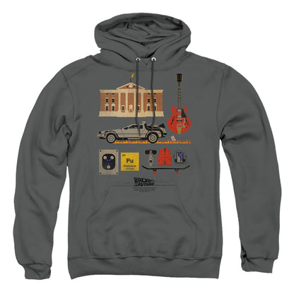 Back To The Future Items Mens Hoodie Charcoal Charcoal