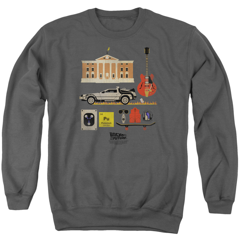 Back To The Future Items Mens Crewneck Sweatshirt Charcoal