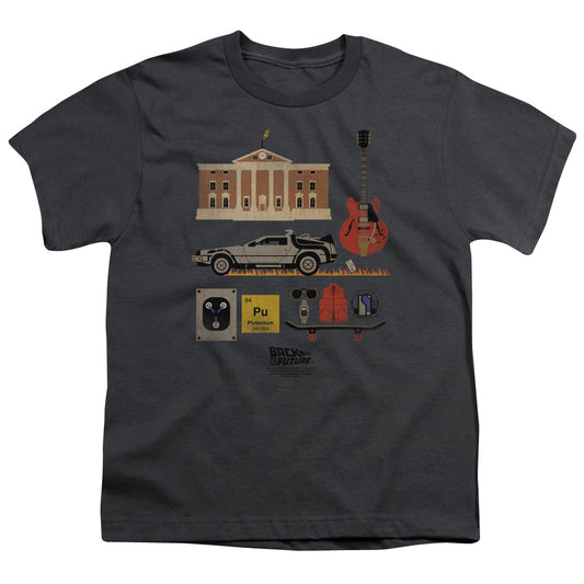 Back To The Future Items Kids Youth T Shirt Charcoal