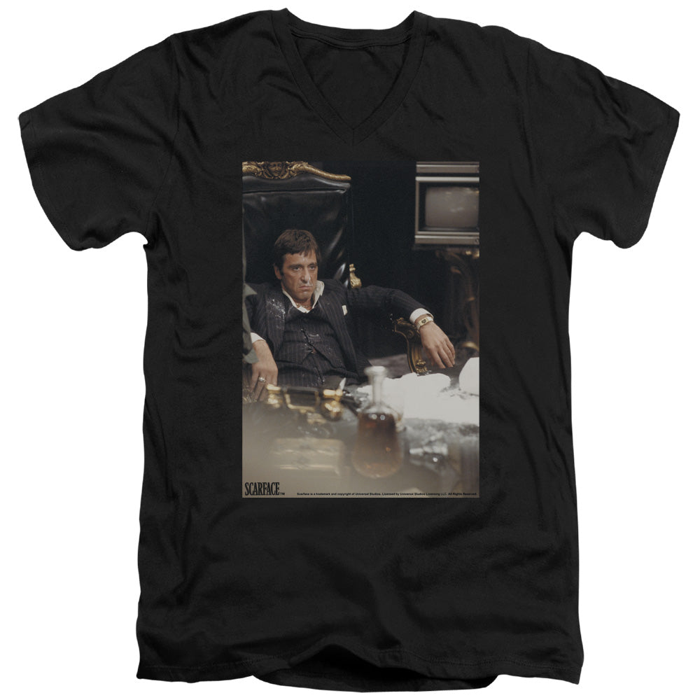 Scarface Sit Back Mens Slim Fit V-Neck T Shirt Black