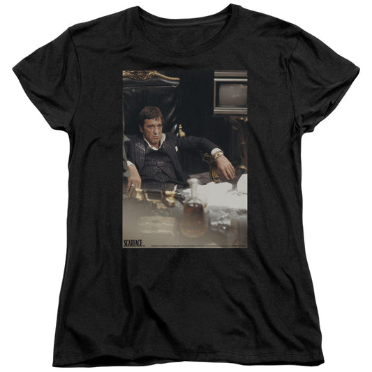 Scarface Sit Back Womens T Shirt Black