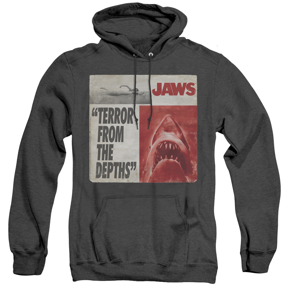 Jaws Terror Heather Mens Hoodie Black