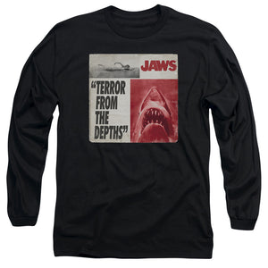 Jaws Terror Mens Long Sleeve Shirt Black