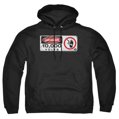 Jurassic Park Electric Fence Sign Mens Hoodie Black