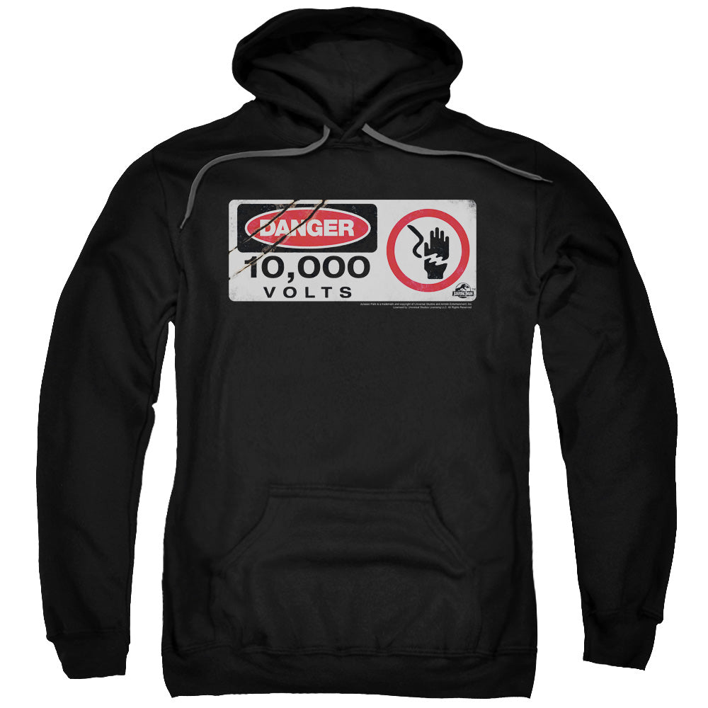 Jurassic Park Electric Fence Sign Mens Hoodie Black