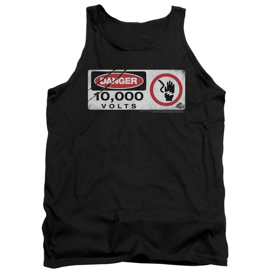 Jurassic Park Electric Fence Sign Mens Tank Top Shirt Black