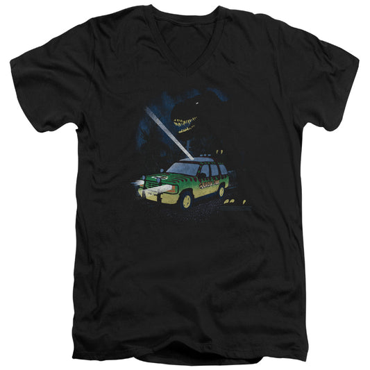 Jurassic Park Turn It Off Mens Slim Fit V-Neck T Shirt Black