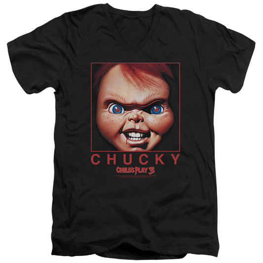 Childs Play 3 Chucky Squared Mens Slim Fit V-Neck T Shirt Black