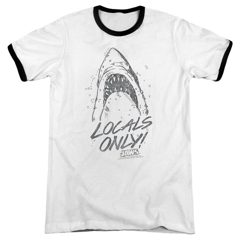 Jaws Locals Only Heather Ringer Mens T Shirt White