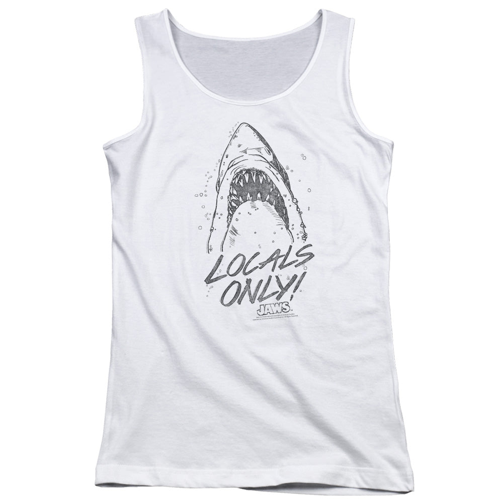 Jaws Locals Only Womens Tank Top Shirt White