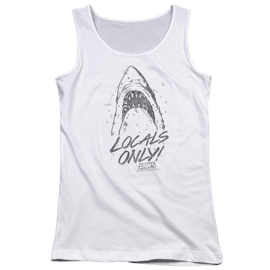 Jaws Locals Only Womens Tank Top Shirt White