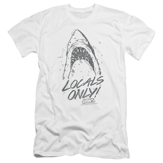 Jaws Locals Only Premium Bella Canvas Slim Fit Mens T Shirt White