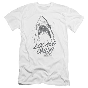 Jaws Locals Only Premium Bella Canvas Slim Fit Mens T Shirt White