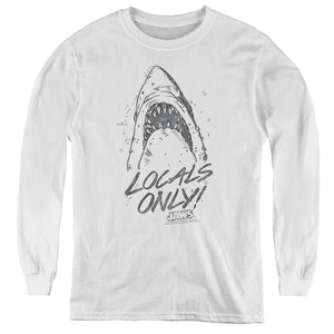 Jaws Locals Only Long Sleeve Kids Youth T Shirt White