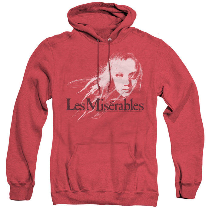 Les Miserables Textured Logo Heather Mens Hoodie Red