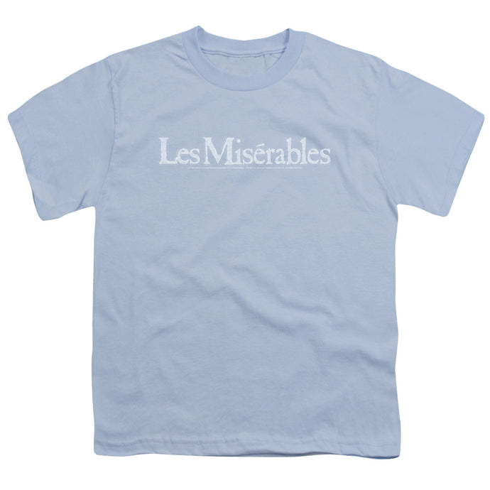 Les Miserables Rubbed Logo Kids Youth T Shirt Light Blue