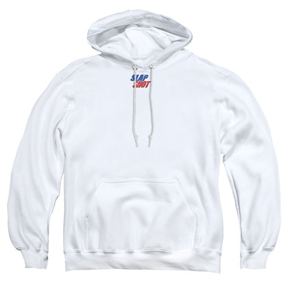 Slap Shot Blue And Red Logo Mens Hoodie White