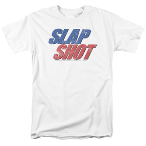 Slap Shot Blue And Red Logo Mens T Shirt White