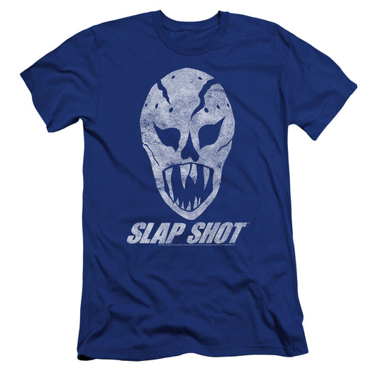 Slap Shot The Mask Premium Bella Canvas Slim Fit Mens T Shirt Royal Blue