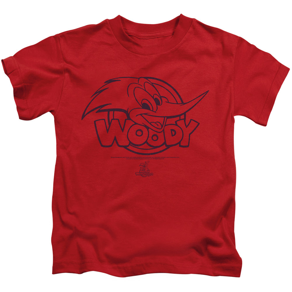 Woody Woodpecker Big Head Juvenile Kids Youth T Shirt Red