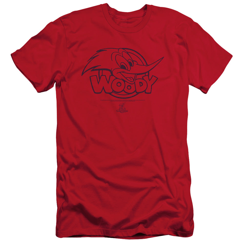 Woody Woodpecker Big Head Slim Fit Mens T Shirt Red