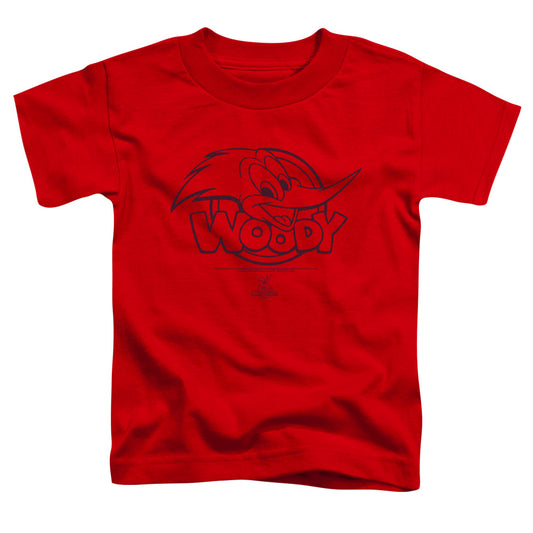 Woody Woodpecker Big Head Toddler Kids Youth T Shirt Red