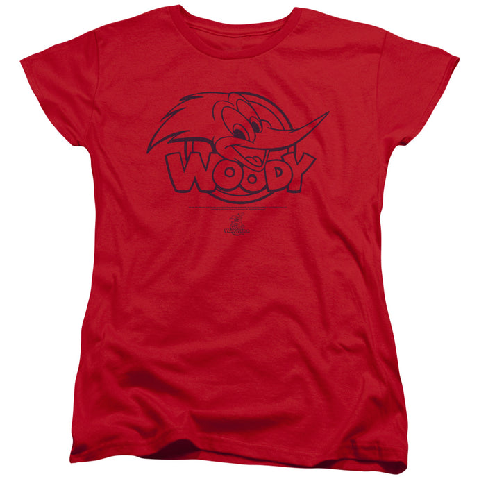 Woody Woodpecker Big Head Womens T Shirt Red