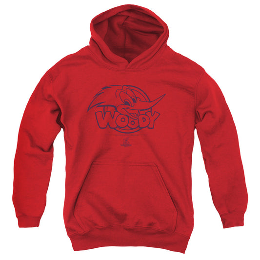 Woody Woodpecker Big Head Kids Youth Hoodie Red