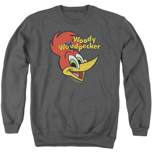 Woody Woodpecker Retro Logo Mens Crewneck Sweatshirt Charcoal