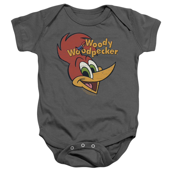 Woody Woodpecker Retro Logo Infant Baby Snapsuit Charcoal