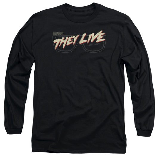 They Live Glasses Logo Mens Long Sleeve Shirt Black