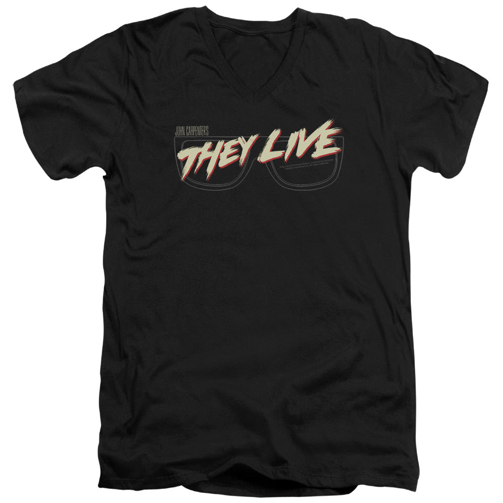 They Live Glasses Logo Mens Slim Fit V-Neck T Shirt Black