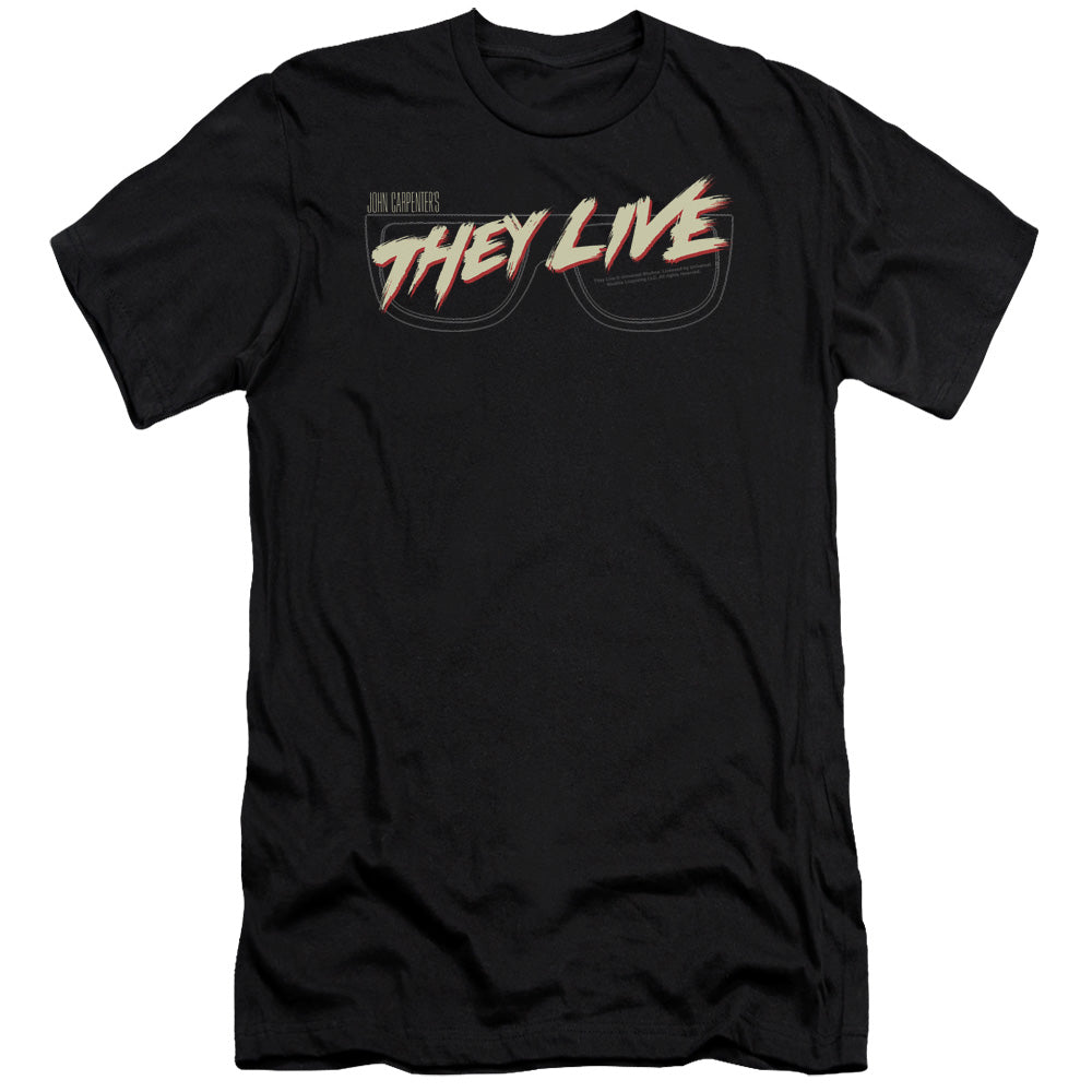 They Live Glasses Logo Slim Fit Mens T Shirt Black