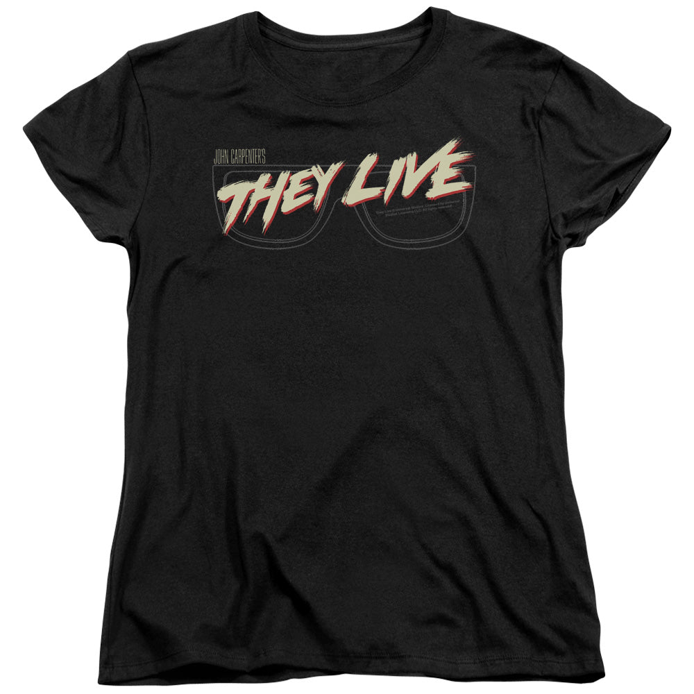 They Live Glasses Logo Womens T Shirt Black