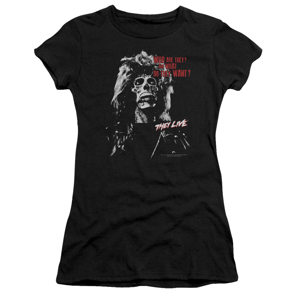 They Live They Want Junior Sheer Cap Sleeve Womens T Shirt Black