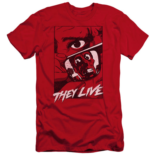 They Live Graphic Poster Premium Bella Canvas Slim Fit Mens T Shirt Red