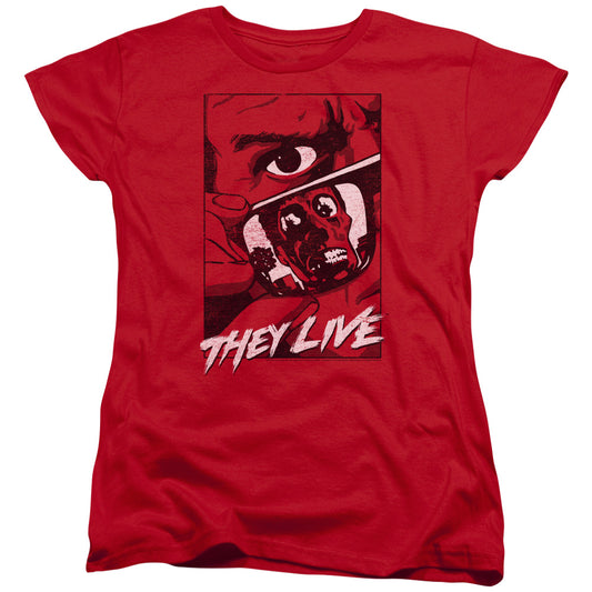 They Live Graphic Poster Womens T Shirt Red