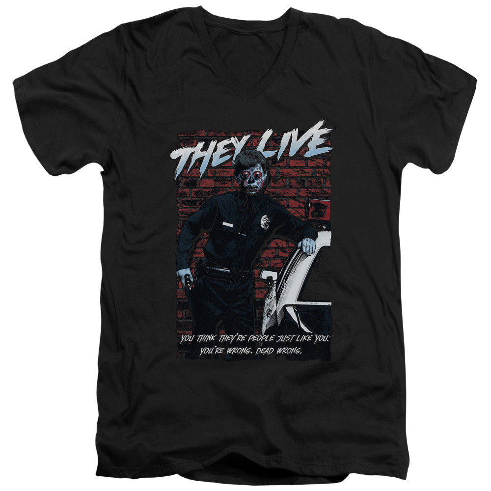 They Live Dead Wrong Mens Slim Fit V-Neck T Shirt Black