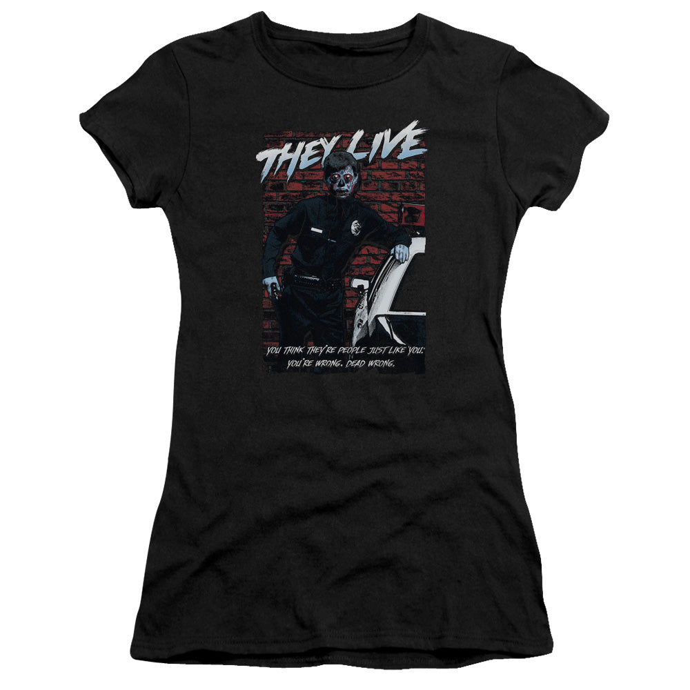 They Live Dead Wrong Junior Sheer Cap Sleeve Womens T Shirt Black