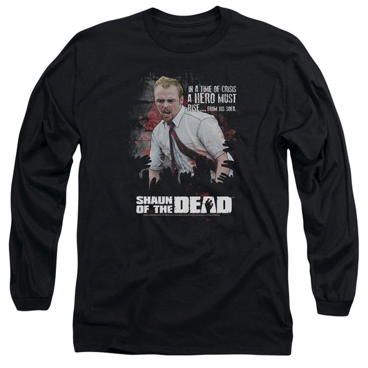 Shaun Of The Dead Hero Must Rise Mens Long Sleeve Shirt Black