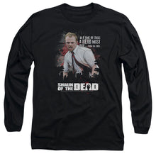 Load image into Gallery viewer, Shaun Of The Dead Hero Must Rise Mens Long Sleeve Shirt Black